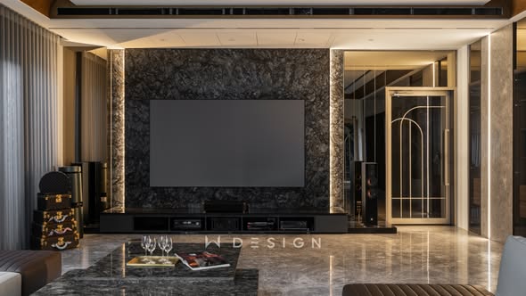 毛胚屋裝潢完成 客廳設計 大理石電視牆現代風