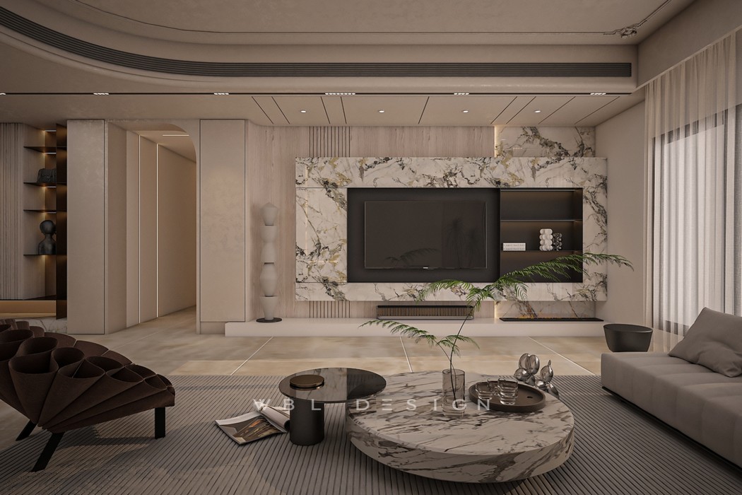 台南自地自建空間分配：沉穩石材主牆書房與人體工學辦公空間